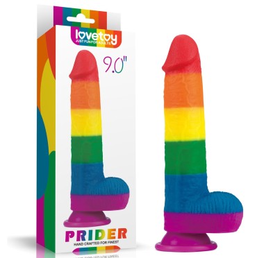 Dildo tęczowe elastyczne z przyssawką 22,5 cm